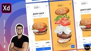 How to animate and design with Adobe XD like a pro / Food App Design / Burger animation / Ui Design