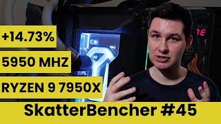 Ryzen 9 7950X Undervolt & Overclock to 5950 MHz With X670E Aorus Master | SkatterBencher #45