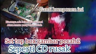 Gambar pecah-pecah seperti kaset CD rusak // set top box TV digital