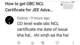 OBC Certificate issue date