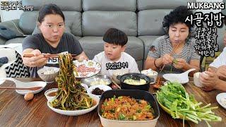 엄마표 맛있는 시골 집밥!갓담은 열무김치,열무쌈,제육볶음,파래무침, 미역줄기,젓갈, 계란찜ㅣKorean Home-cooked mealsㅣMUKBANGㅣEATING SHOW