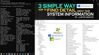 3 SIMPLE WAY How to FIND DETAIL about your SYSTEM INFORMATION - PC | LAPTOP-DESKTOP