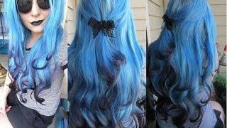 How I Dyed My Hair Extensions Blue With Black Tips | Ice Fire Black and Blue Ombre