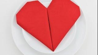 How to fold a napkin into a heart - easy napkin folding tutorial for beginners