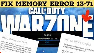 How to Fix Call Of Duty Warzone Memory Error 13 71 in Xbox & PS4?