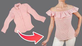 Amazing trick - how to sew a blouse from a shirt in 10 min easily!