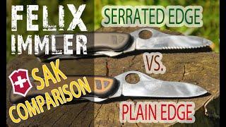 Plain vs Serrated - Which Blade is better/ more versatile? Victorinox Forester vs Soldier's Knife 08