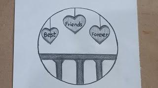 how to draw best friends drawing | circle drawing | pencil drawing | easy drawing #bff #easydrawing