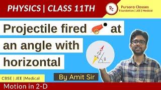 Projectile Fired at an Angle with Horizontal | Motion in 2-D | Class 11 Physics | By Amit Sir