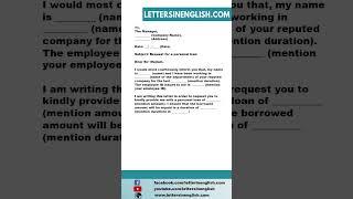 Personal Loan Request Letter to Office Manager - Letter to Manager Requesting for Personal Loan