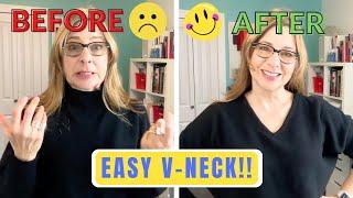 Easiest way to turn a high neck into a V-neck!