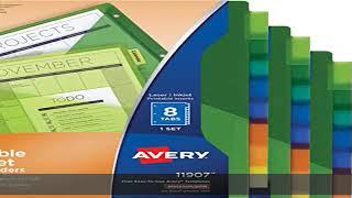 Avery 8-Tab Plastic Pocket Dividers for Home Office or Homeschool Supplies, Insertable Multicolor,