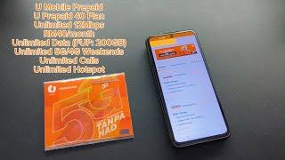 U Mobile Prepaid 40 Plan Unlimited 12Mbps RM4O/month