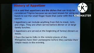 LESSON 2 - HISTORY OF APPETIZERS