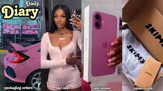 daily diary  i had to cut her off + pink iphone + new skims unboxing + packing orders + hair appt