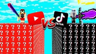 DESAFÍO DE LUCKY BLOCK de YOUTUBE vs TIKTOK  CARRERA de LUCKY BLOCK en MINECRAFT