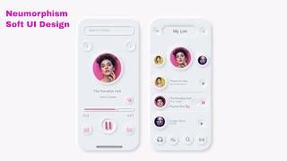 Neumorphism UI Design/ Music App - using Adobe XD