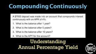 Continuous Compounding and Understanding Annual Percentage Yield (APY)