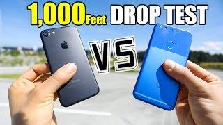 Google Pixel vs iPhone 7 - 1,000 FEET DROP TEST!!