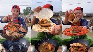 Fisherman Dagang boiled large scallops, crabs, conch, starfish, octopus!  #yummy #seafoodboil