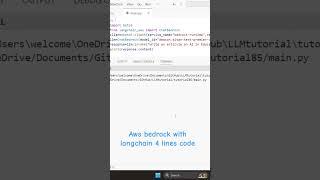 aws bedrock with langchain 4 lines code #langchain #programming #coding #ai #aws