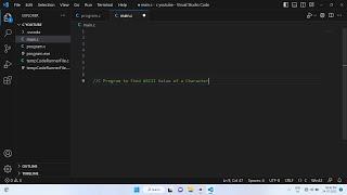 C Program to Find ASCII Value of a Character Visual Studio Code (VS Code)