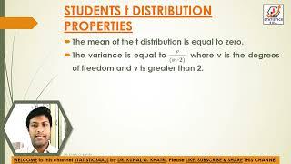 PROPERTIES OF t-DISTRIBUTION #STATISTICS4ALL  @STATISTICS4ALL