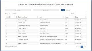 Laravel 5.8 - Date range Filter in Datatables with Server-side Processing