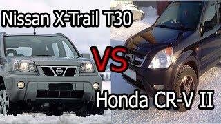 Honda CR-V II против Nissan X-trail T30 на бездорожье (в снегу)