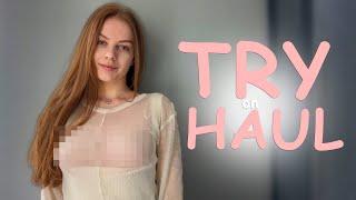 [4K] Transparent Clothes In Dressing Room | Try on Haul with Anna