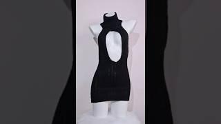 FW04299 www.fleurwhisper.com #nightdress #sweaterdress #blackdress #minidress #fleurwhisper