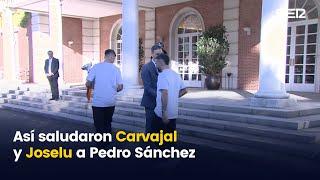 Los fríos saludos de Carvajal y Joselu a Pedro Sánchez