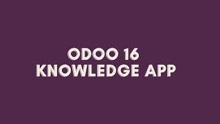 Odoo 16 Knowledge App