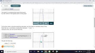 Use a graphing calculator to find vertex and x intercepts