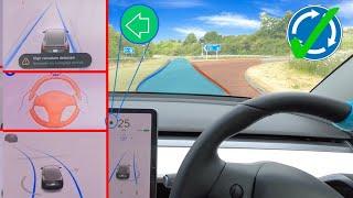 FSD FOLLOWS Navigation & COMPLETES A Roundabout! *WORLD FIRST* | Tesla Autopilot Extreme Testing