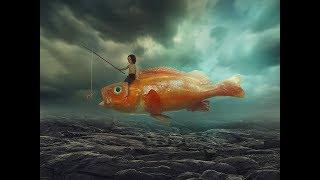 Photoshop Tutorial Surreal Photo manipulation Boy on a flying big fish