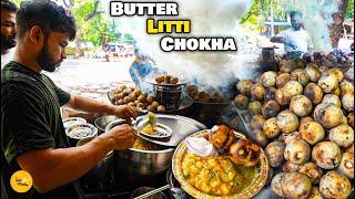 Prayagraj Biggest Making of Bihari Style Butter Litti Chokha Rs. 25/- Only l Prayagraj Street Food