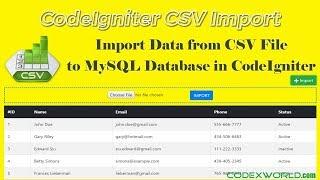 Import CSV File Data into MySQL Database in CodeIgniter