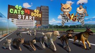 40 Cats VS 40 Dogs Animals Race in Planet Zoo Big City included Cat, Fishing Cat, Dog, & Wild Dog