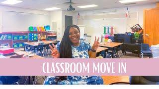Classroom Move-In Vlog | Classroom Set up Day 1 | First Year Teacher Vlog