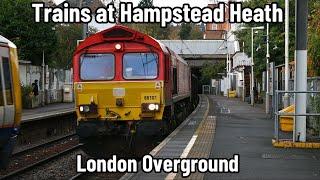 London Overground | Trains at Hampstead Heath | Freight Trains DELAY SERVICE! & 66766 to Dagenham