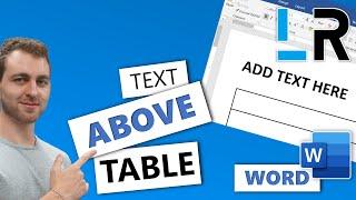 MS Word Insert text above table at the top of document - 1 MINUTE