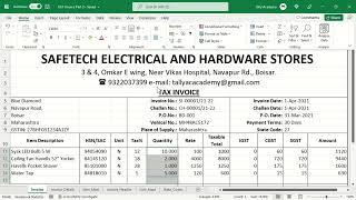 GST Invoice in Microsoft Excel Part: 7