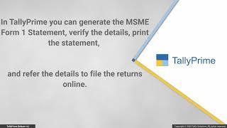 How to View MSME Form 1 Statement | Tally Prime | Tally Module | TDL