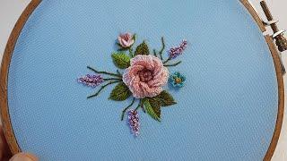 3D Rose stitch Twisted Cast on Stitch  Dimensional embroidery