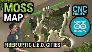 DIY Floating CNC World Moss Map with Fiber Optic LED Cities