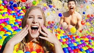 I Spent 24 Hours in a BALL PIT Pool! - Challenge