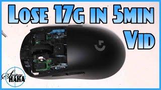 G Pro Wireless Weight Reduction Mod Turorial - Logitech - GPW - 62.7 grams - all mods with weights