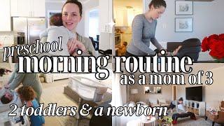 2 toddlers and a newborn | New Mom of 3 School Morning Routine! | 7 weeks postpartum