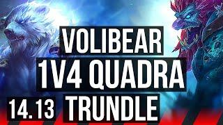 VOLIBEAR vs TRUNDLE (TOP) | 1v4 Quadra, 19 solo kills, Legendary, 38k DMG | VN Master | 14.13